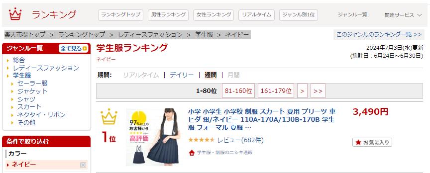 小学生プリーツスカート