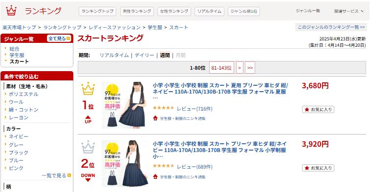 小学生　スカート