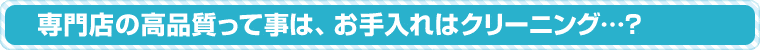 専門店の高品質って事は、お手入れはクリーニング？